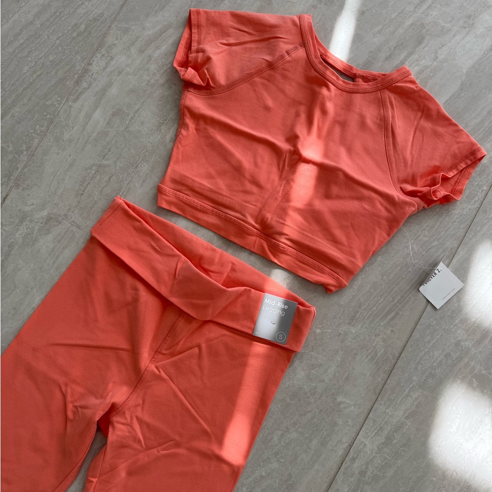 Workout Set in Coral - Top & Bottoms